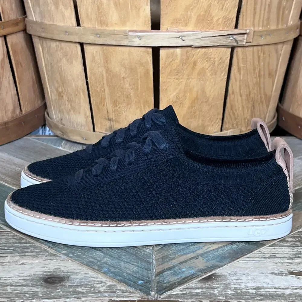 UGG Sidney Knit Black Fabric 1095092 Minimalist Sneakers Shoes Womens Size 7.5
